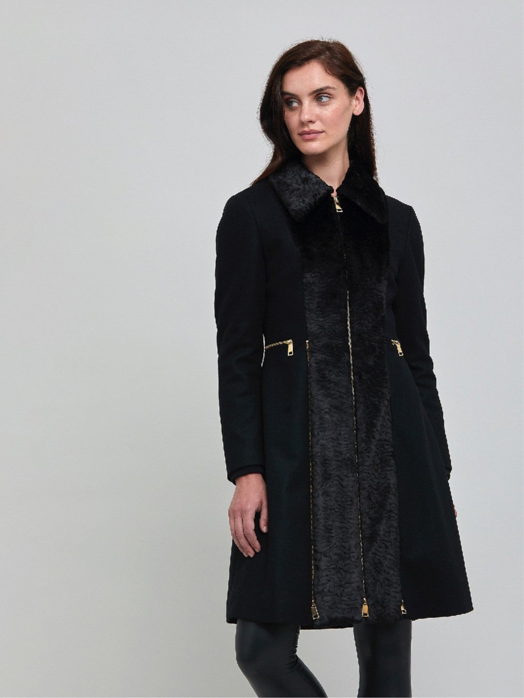 Knee length sales black coat