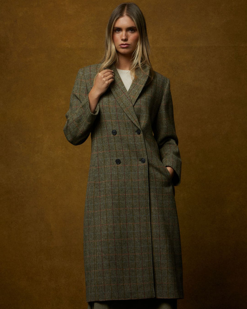 Helen McAlinden Beryl herringbone tweed coat featured in Irish Examiner Trend of the week: Coats
