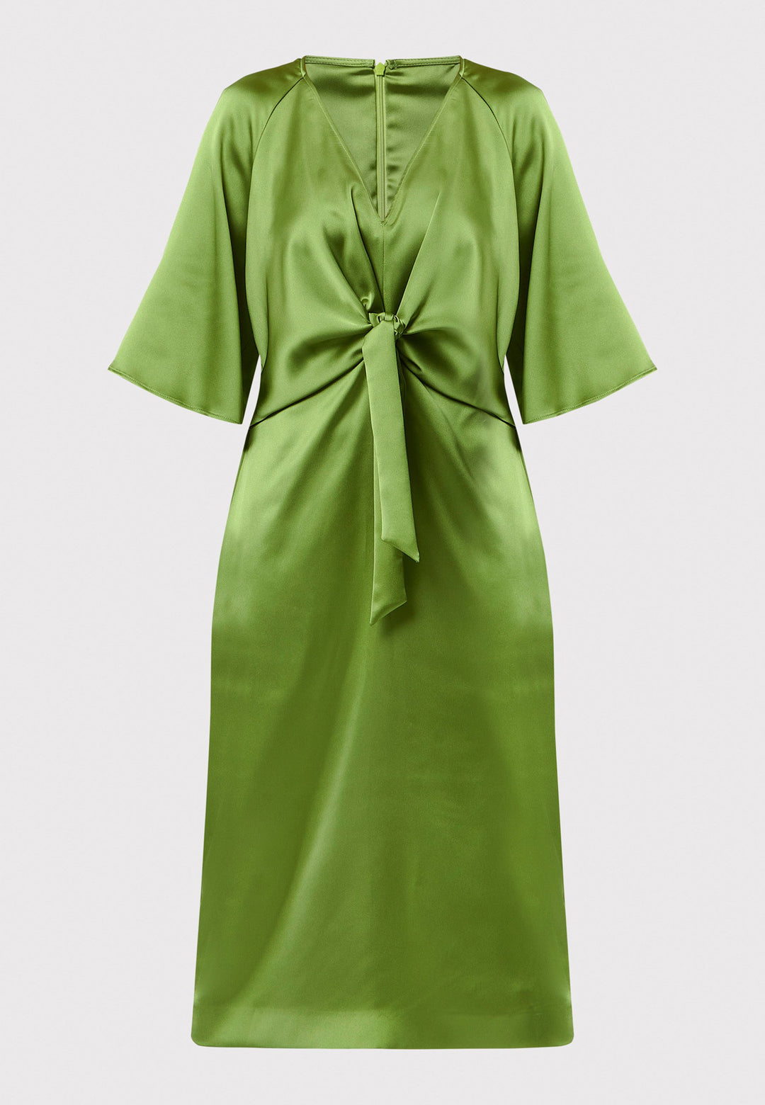 Showcase your grace and elegance with the Ailbhe Chartreuse Green Dress. The luxurious satin material drapes beautifully, while the front ties add sophistication. With practical side seam pockets and an alluring side slit, this mid-calf dress is the perfect choice for any event. Elevate your style with this modernized twist on classic occasionwear.