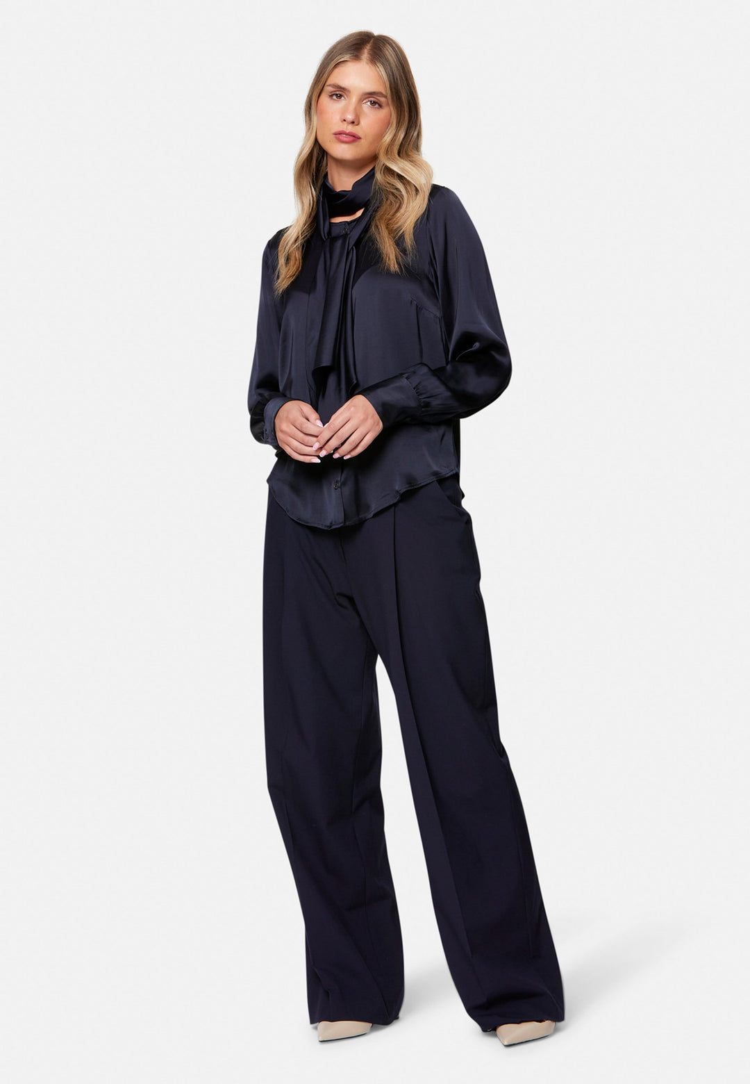 Anastasia Navy Pussybow Blouse