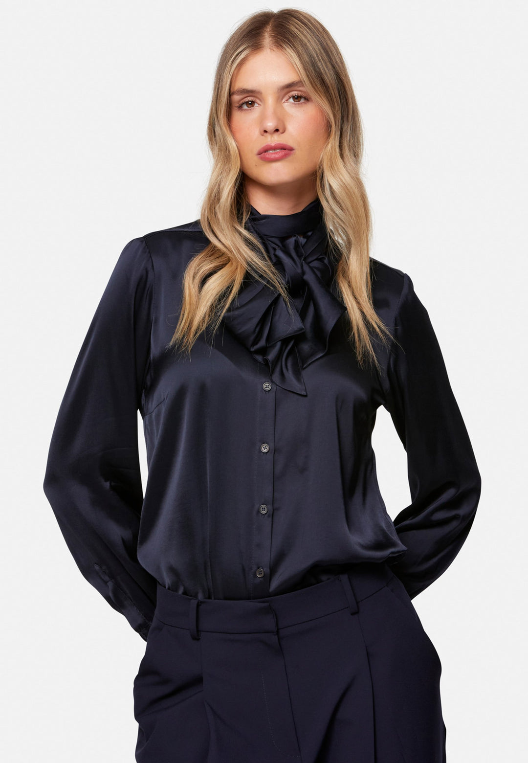 Anastasia Navy Pussybow Blouse