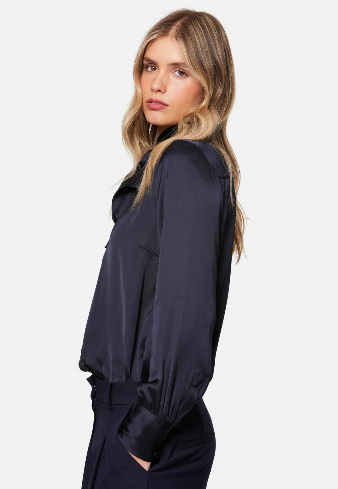 Anastasia Navy Pussybow Blouse