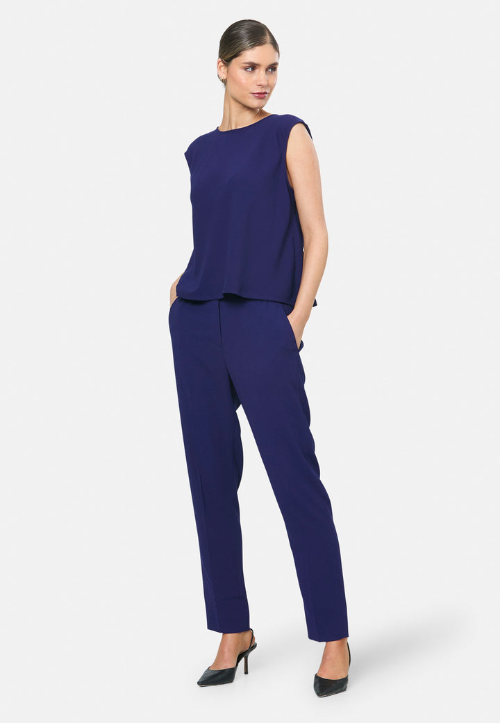 model wearing Ann Ink Blue Trouser