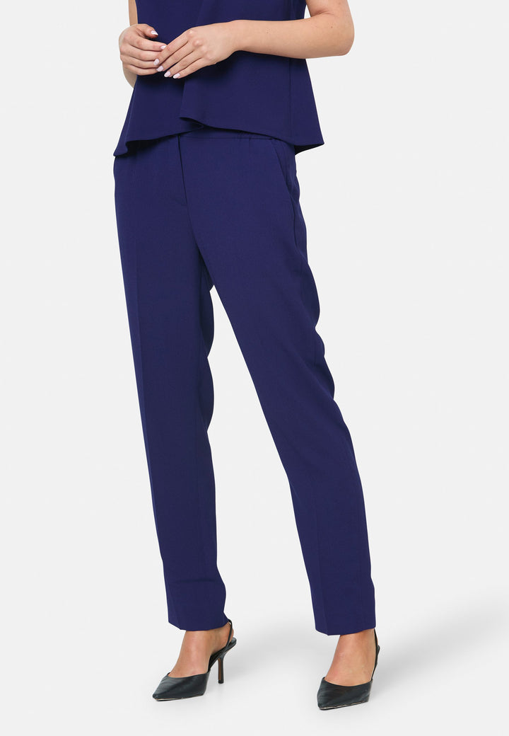 model wearing Ann Ink Blue Trouser
