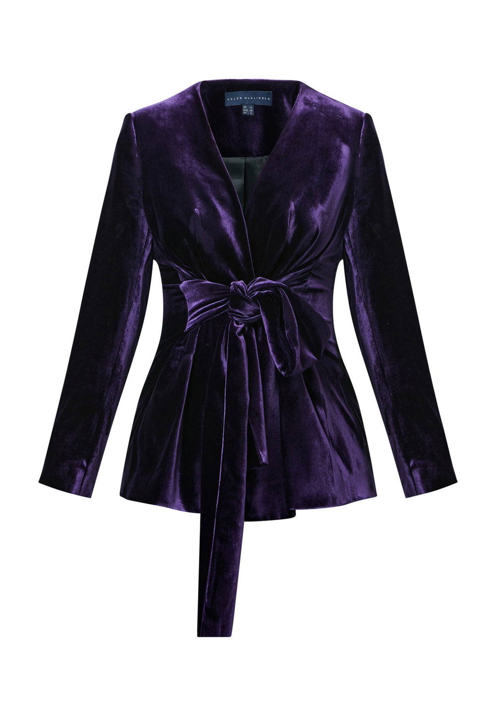 The Aurora Twilight Plum Velvet Jacket is an elegant addition to your evening wardrobe. Designed with a wrap front and a self-tie attached belt, allowing for a customizable fit. Pair with the matching Naomi trousers for a full glam look, or style it with the coordinating Jill trousers for a chic and simple style.