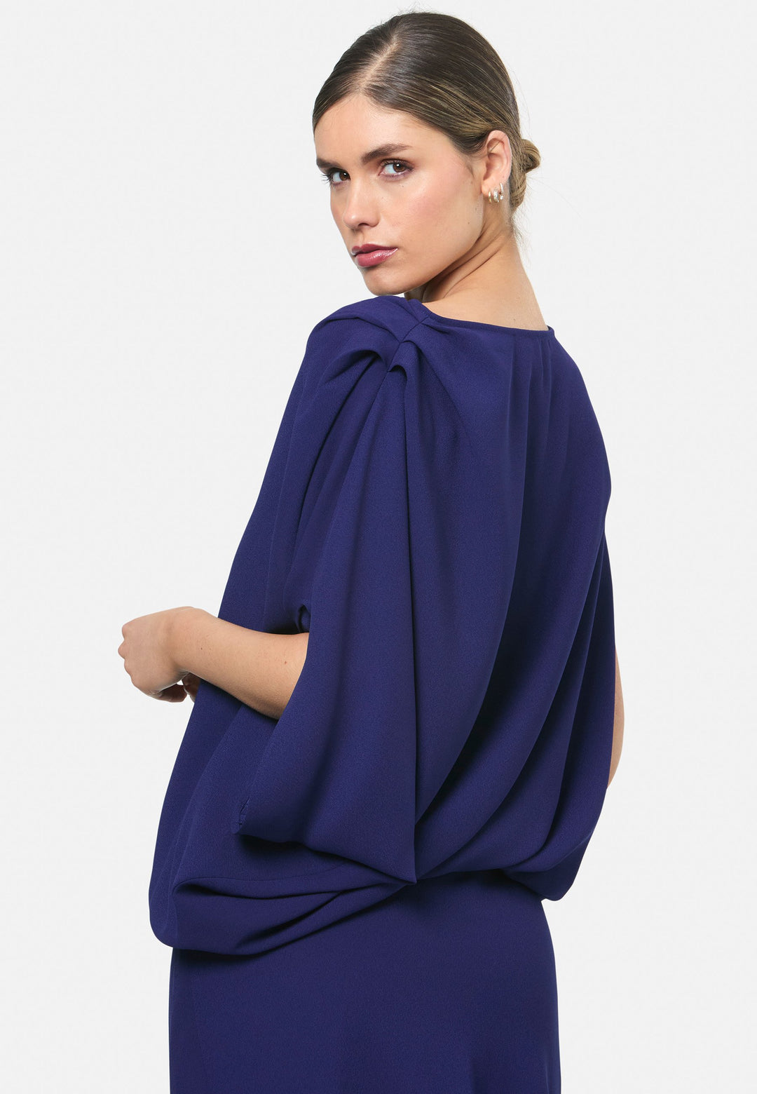 model wearing Berna Ink Blue Blouse