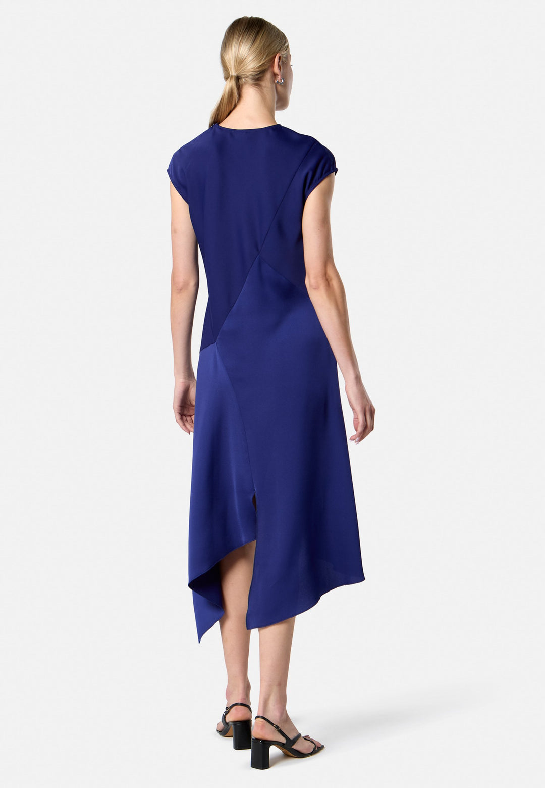 model wearing Carmin Ink Blue Dress