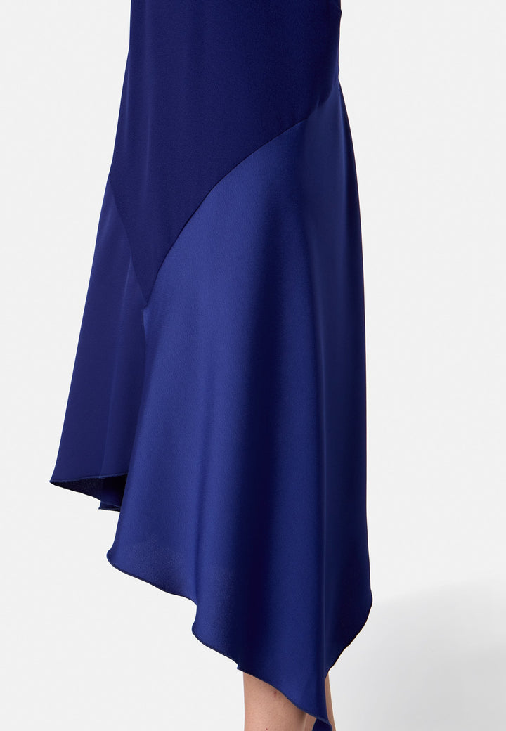 model wearing Carmin Ink Blue Dress