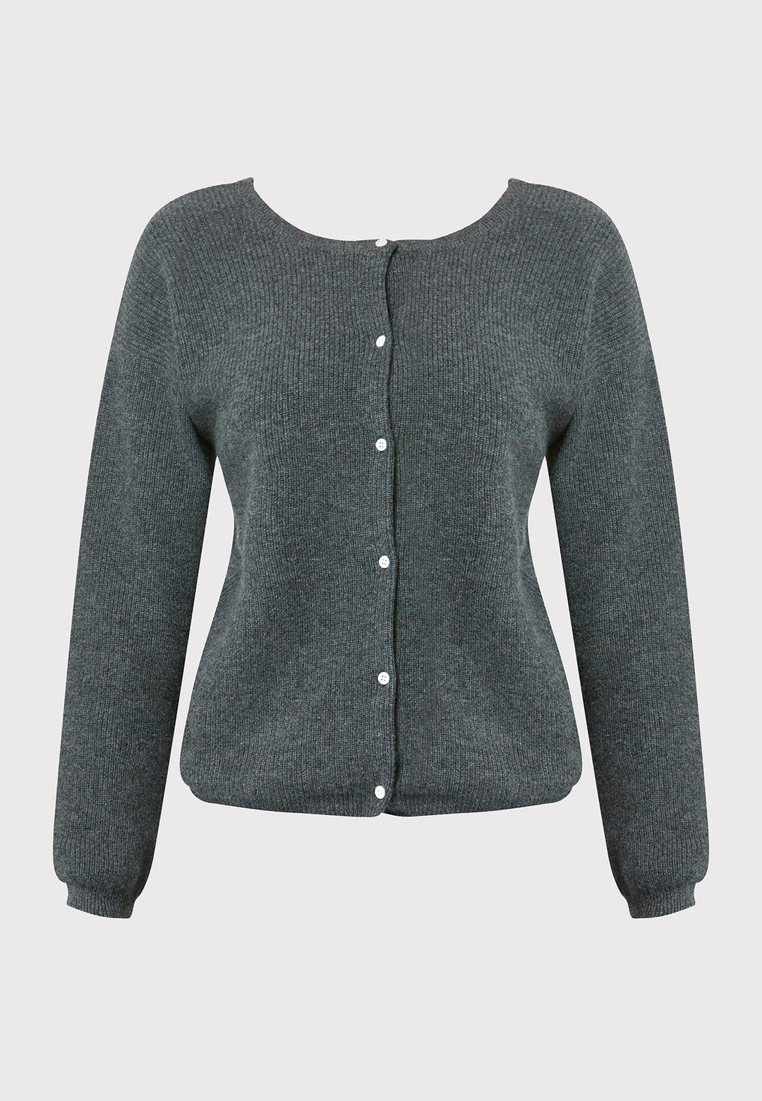 The Greta Cashmere Cardigan in Charcoal Grey is a versatile and stylish addition to your wardrobe. Featuring ribbed detailing and a tidy finish, this reversible piece can be worn as a button-back jumper for a chic, contemporary look or layered as a cardigan over the Marlena Cashmere Sweater-Vest for a coordinated outfit. Crafted from luxurious cashmere, this cardigan offers both comfort and sophistication, perfect for any occasion.