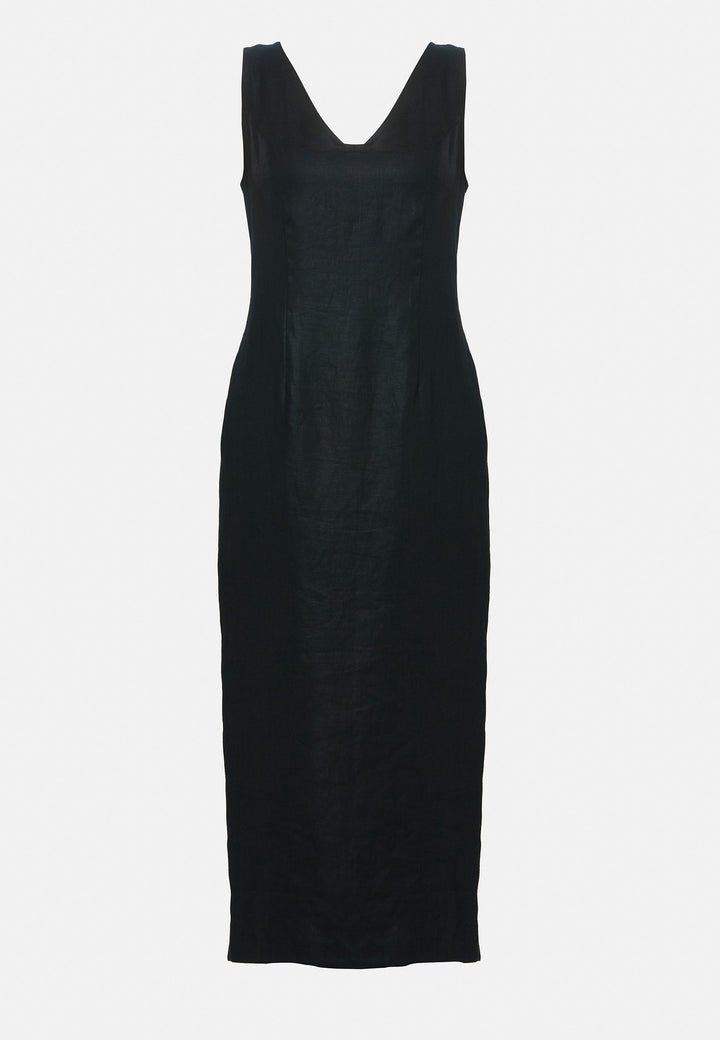 Gwen Black Linen Dress