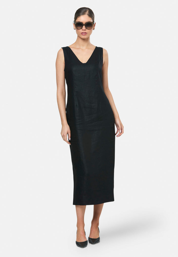 Gwen Black Linen Dress