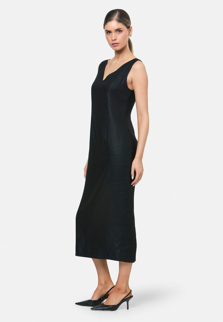 Gwen Black Linen Dress