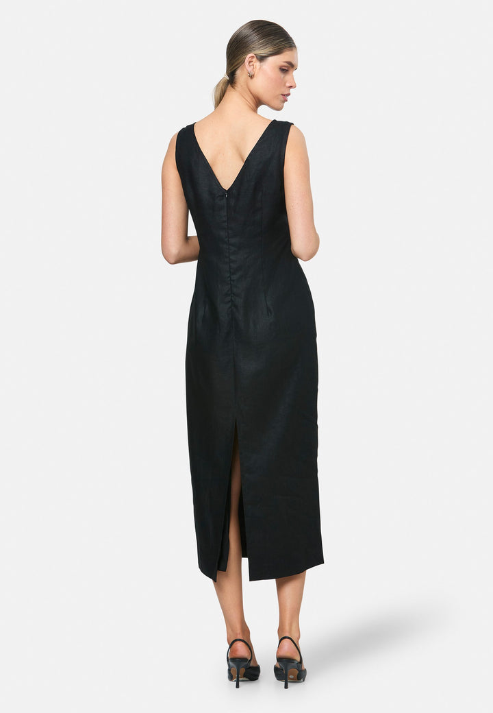 Gwen Black Linen Dress