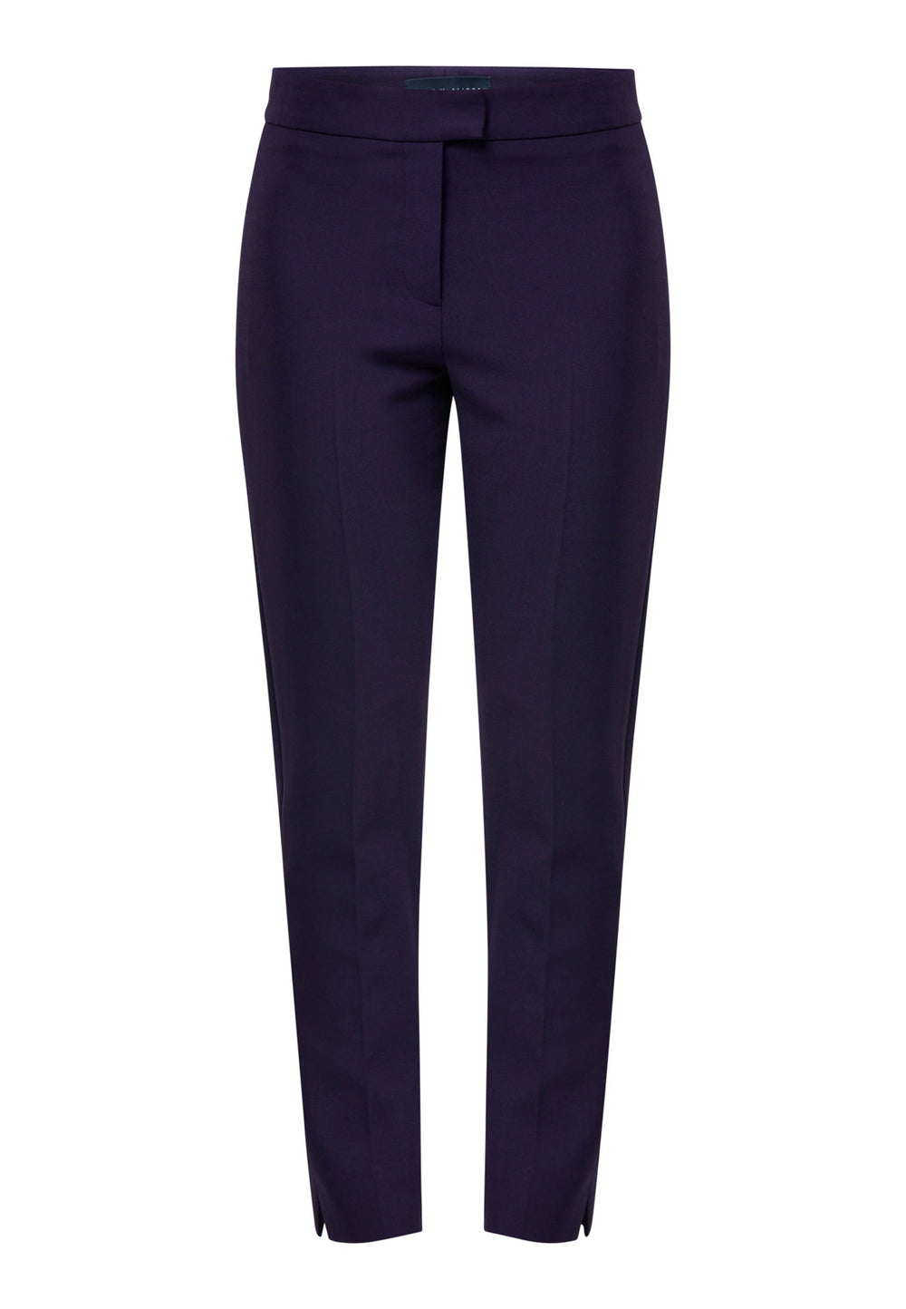 Introducing Jill in twilight plum, a refined addition to your wardrobe. Pair her effortlessly with the Darcie Twilight Plum Jacket. These classic narrow-leg trousers feature a sleek, tailored silhouette and an ankle-grazing length that exudes sophistication. The clean flat front sits naturally at the waist, complemented by subtle yet stylish details such as a jet pocket at the back and a slit hem.