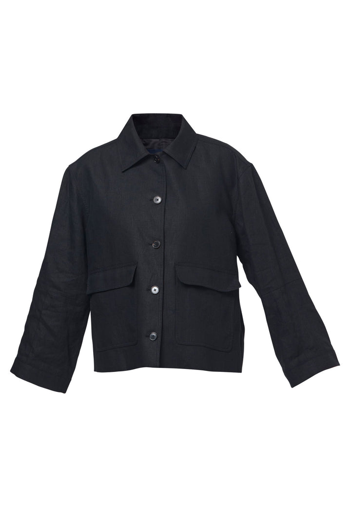 Lyndsey Black Linen Shacket