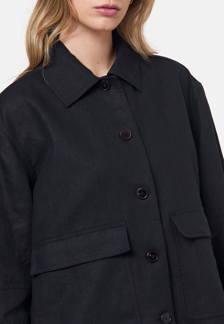 Lyndsey Black Linen Shacket