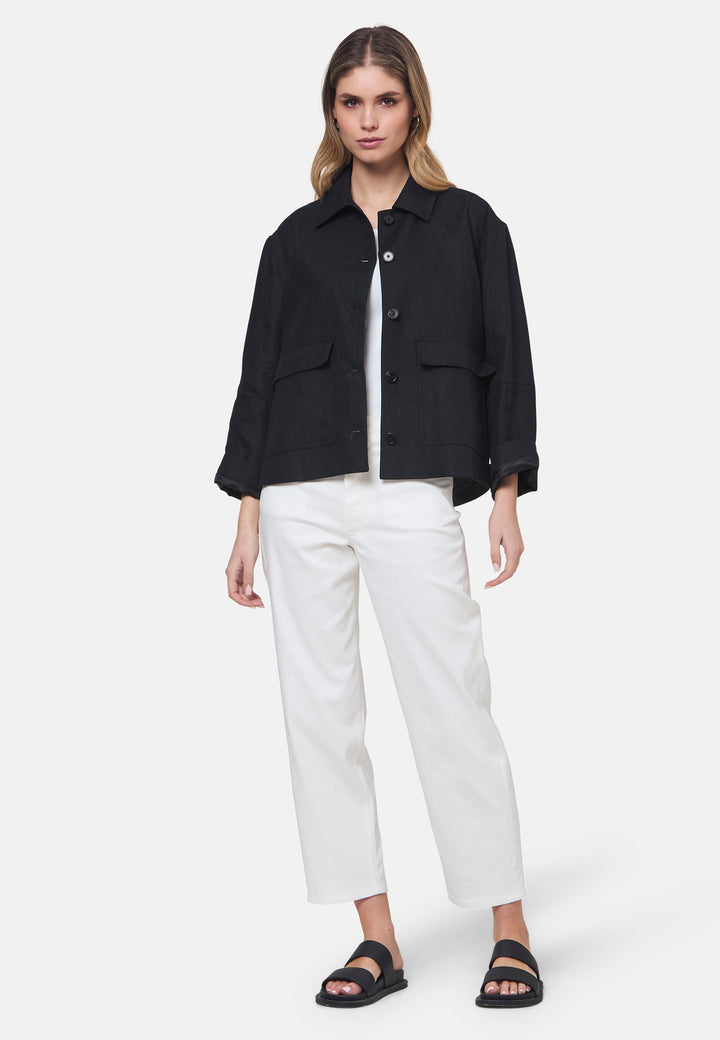 Lyndsey Black Linen Shacket