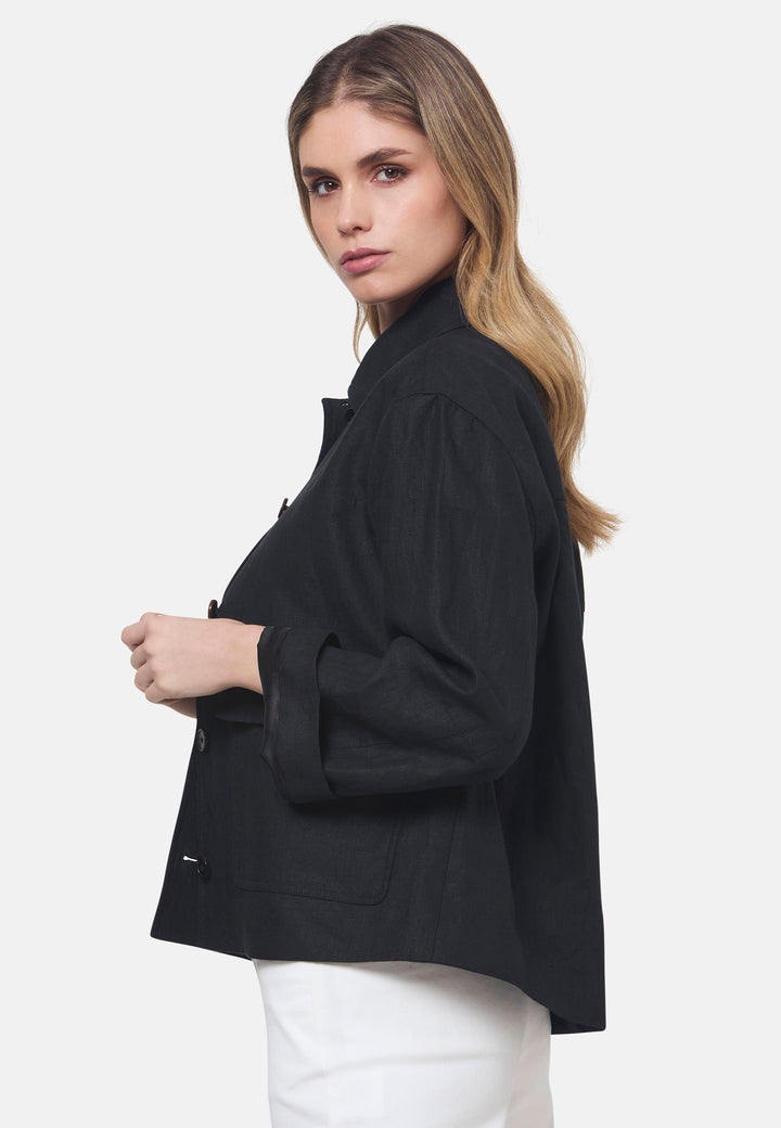 Lyndsey Black Linen Shacket