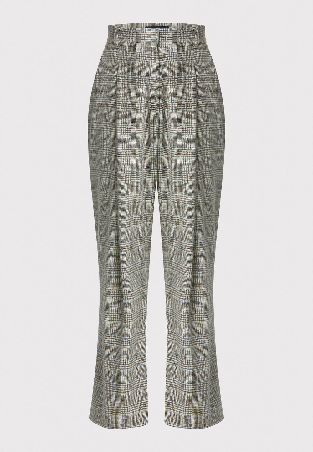 Lyra Glen Check trousers, crafted from a soft-touch Magee lambswool. This pleated front wide-leg relaxed fit trousers offer a timeless and versatile look suitable for both professional and casual settings. Embrace the city heritage look by pairing with the co-ordinating Cassie boyfriend blazer.