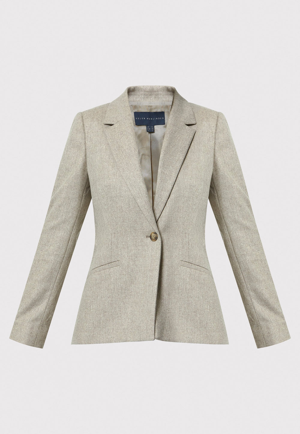 Refresh your wardrobe with the Marlowe Jacket in melange mink. This semi-fitted jacket features a sleek collar and revere, along with a single button fastening. Its minimalist yet sophisticated design makes it perfect for both professional and casual settings. Complete the look by pairing it with the matching Lyra Trouser and the Anatasia silk blouse to achieve a chic tonal look.