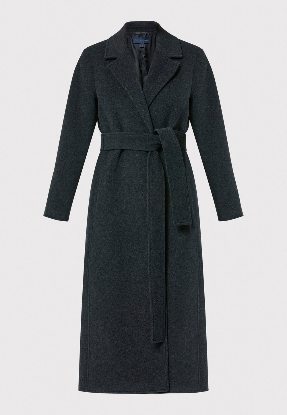 The Mikaela Charcoal Grey Coat, crafted from a luxurious blend of wool and cashmere, offers both style and versatility. This long duster coat features a classic collar and revere, button closure and practical side seam slits. Wear it straight for a relaxed silhouette, or cinch the waist with the matching self-fabric belt for a more defined shape. Complete with side seam pockets, this coat is a refined addition to your outerwear collection.