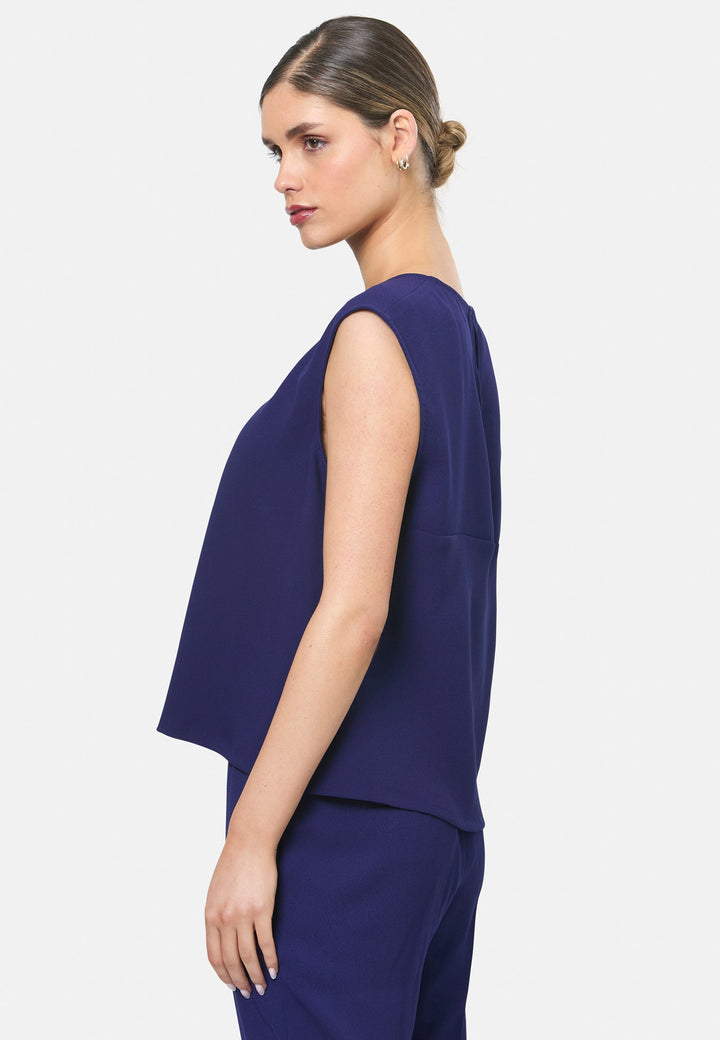 model wearing Nicki Ink Blue Top