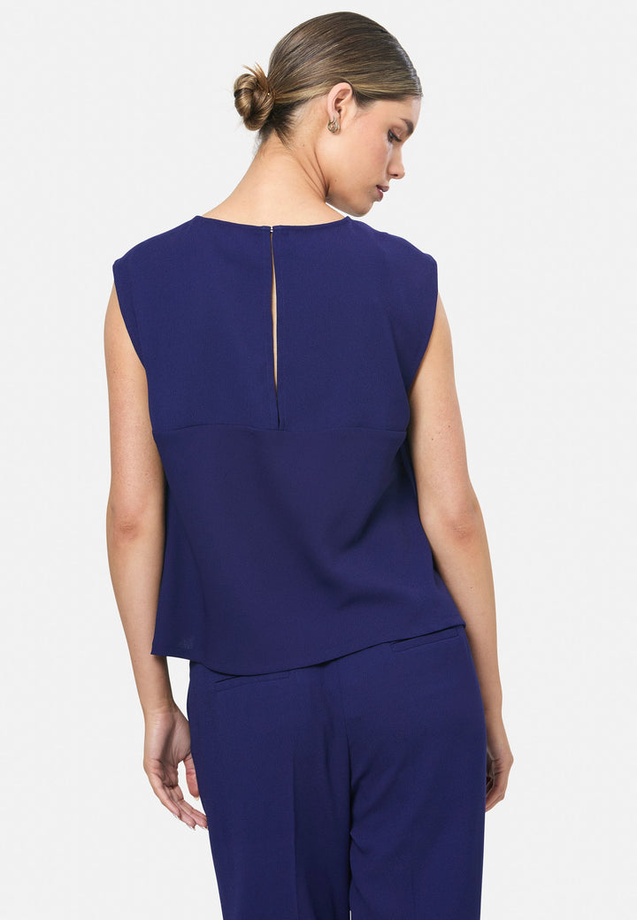 model wearing Nicki Ink Blue Top