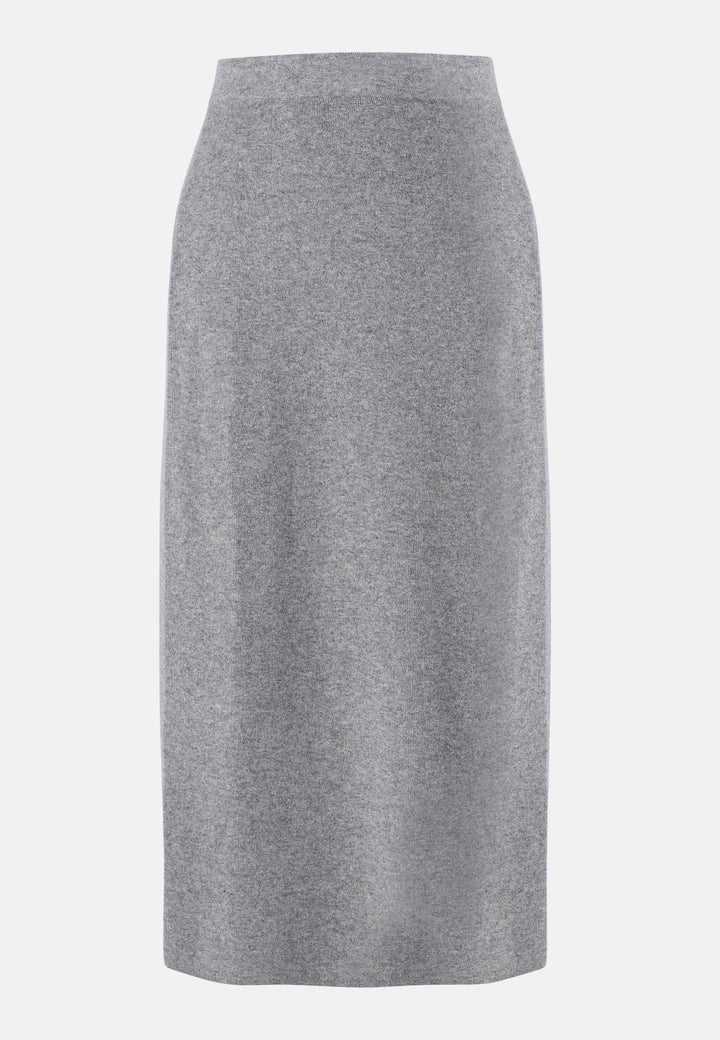 Rhea Ribbed Marl Grey Cashmere Skirt