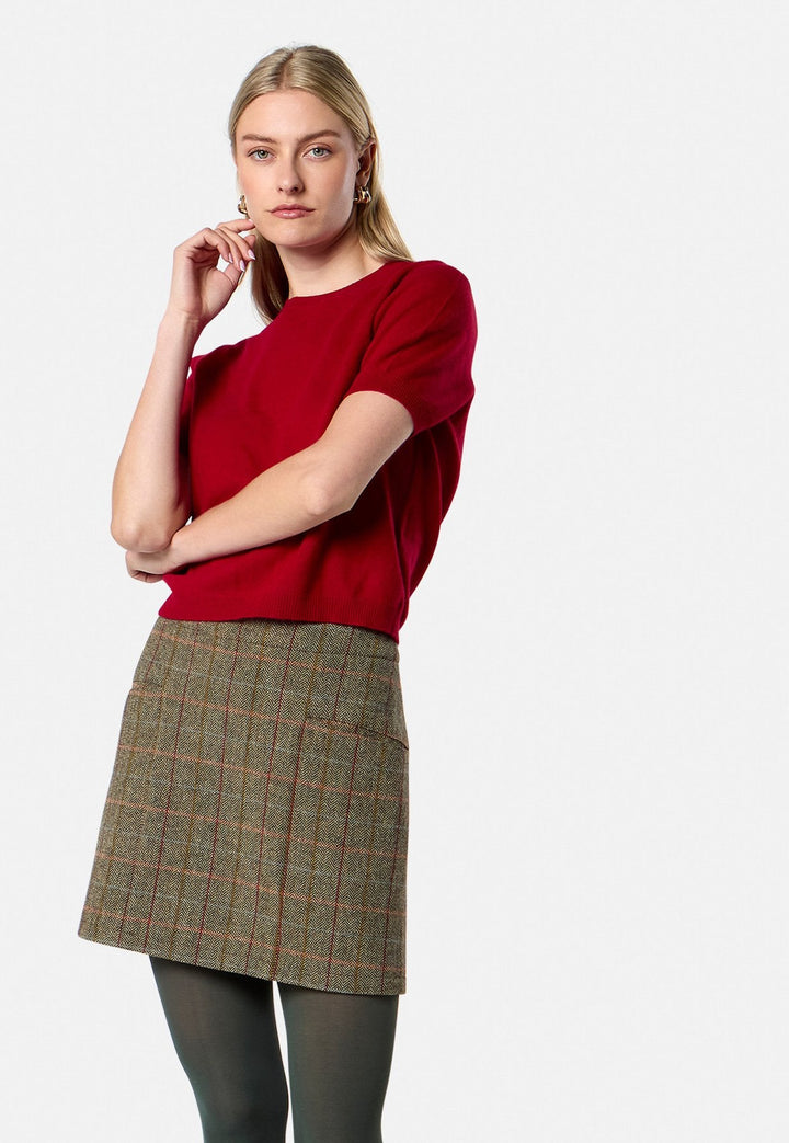 model wearing Sienna Herringbone Tweed Skirt