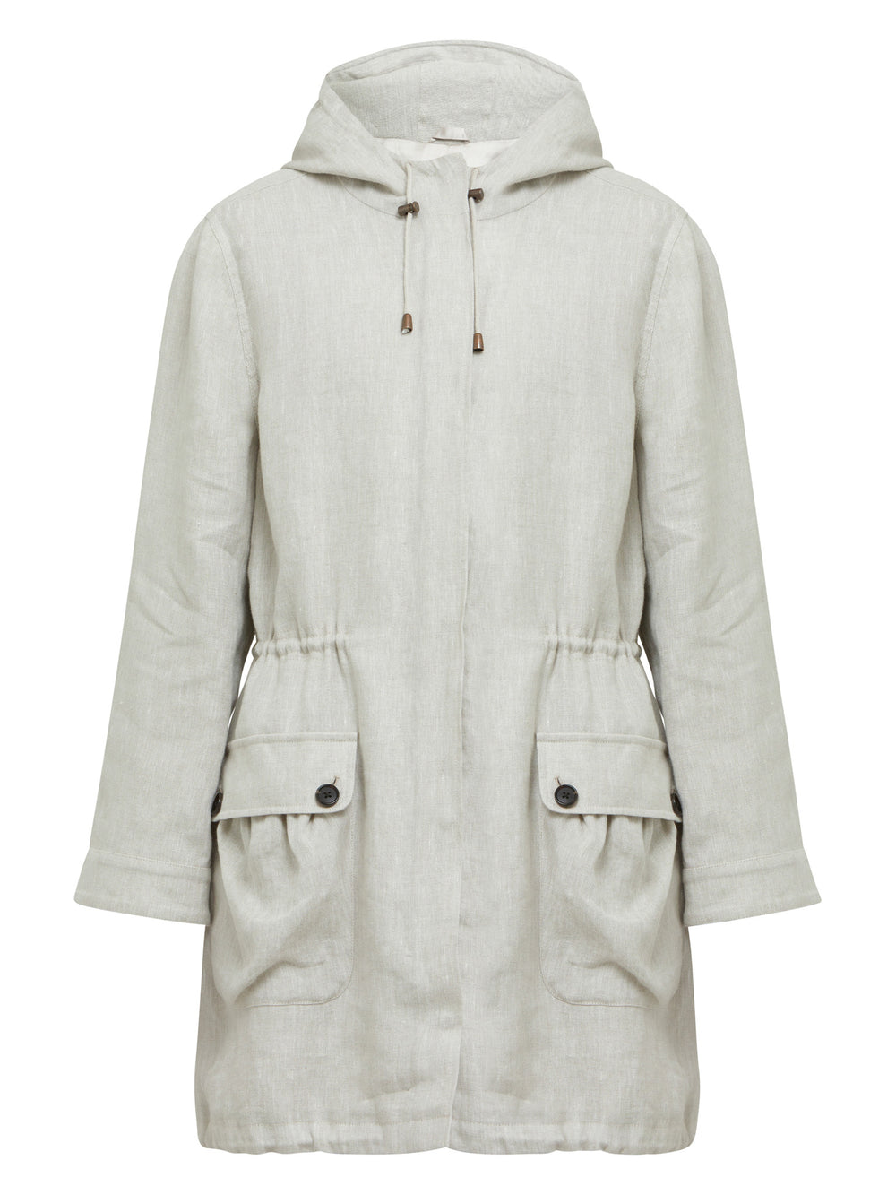 It's all about light layers when bridging the seasons. Cue our 100% linen pebble parka in a classic oatmeal tone. Lined and cut for a relaxed fit, this versatile hooded parka has handy pockets, a draw cord waist and fastens with a zip and press studs. Stylish and forever classic, it's a wardrobe investment you'll be sure to wear on repeat. Style with the matching Vanessa pant and Khloe sweatshirt. The perfect summer tonal look