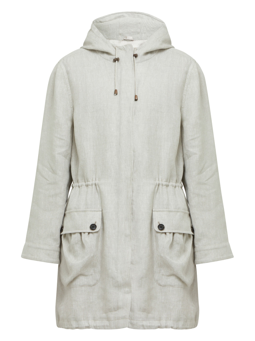 It's all about light layers when bridging the seasons. Cue our 100% linen pebble parka in a classic oatmeal tone. Lined and cut for a relaxed fit, this versatile hooded parka has handy pockets, a draw cord waist and fastens with a zip and press studs. Stylish and forever classic, it's a wardrobe investment you'll be sure to wear on repeat. Style with the matching Vanessa pant and Khloe sweatshirt. The perfect summer tonal look