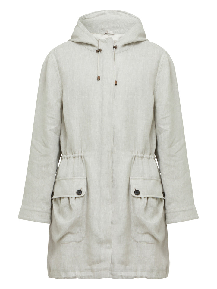 It's all about light layers when bridging the seasons. Cue our 100% linen pebble parka in a classic oatmeal tone. Lined and cut for a relaxed fit, this versatile hooded parka has handy pockets, a draw cord waist and fastens with a zip and press studs. Stylish and forever classic, it's a wardrobe investment you'll be sure to wear on repeat. Style with the matching Vanessa pant and Khloe sweatshirt. The perfect summer tonal look