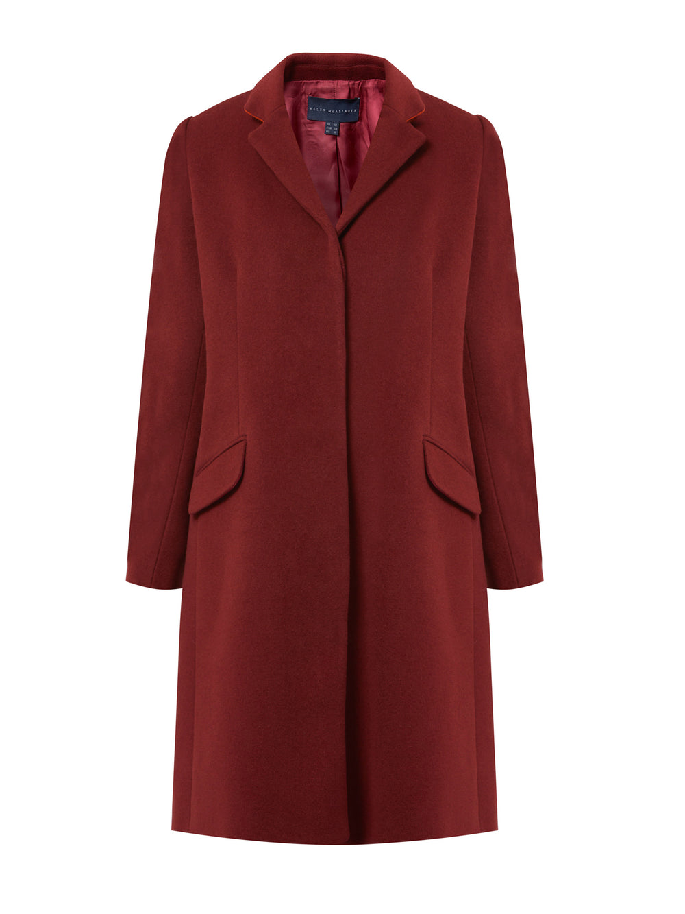 Lisa, practical winter glamour at its finest. Crafted in a warm russet red melton with a tidy collar & revere. Lisa features handy jeet pockets & concealed buttons. This knee-length coat ensures stylish winter warmth.