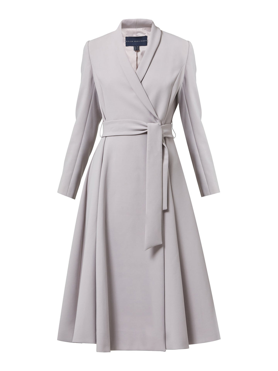 Dawn, the ultimate coat dress. Neat shawl collar, flattering fit & flare shape with handy pockets and an elegant full skirt that falls below the knee. Crafted in our signature double crepe with a hint of stretch in a feminine champange tone. Attending a winter wedding? Mother of the bride? Heading to the races? This is the dress for you!