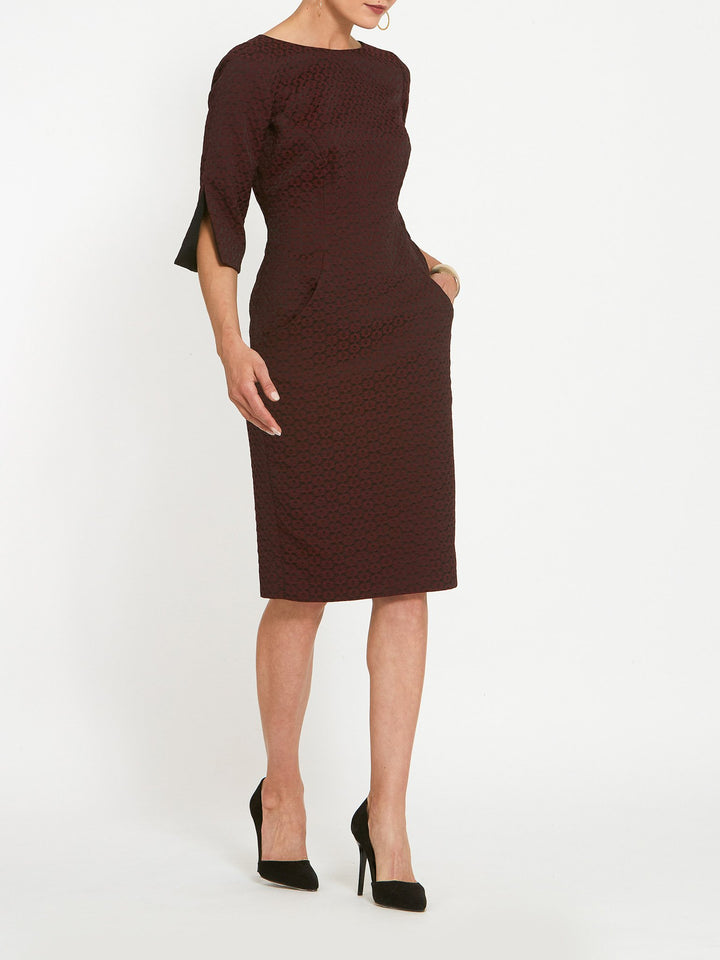 Vivienne Burgundy Jacquard Dress