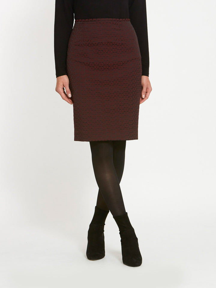 Beth Burgundy Jacquard Skirt