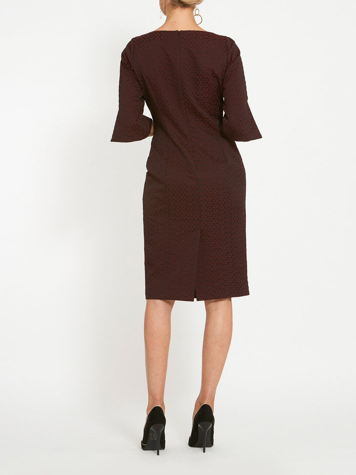 Vivienne Burgundy Jacquard Dress