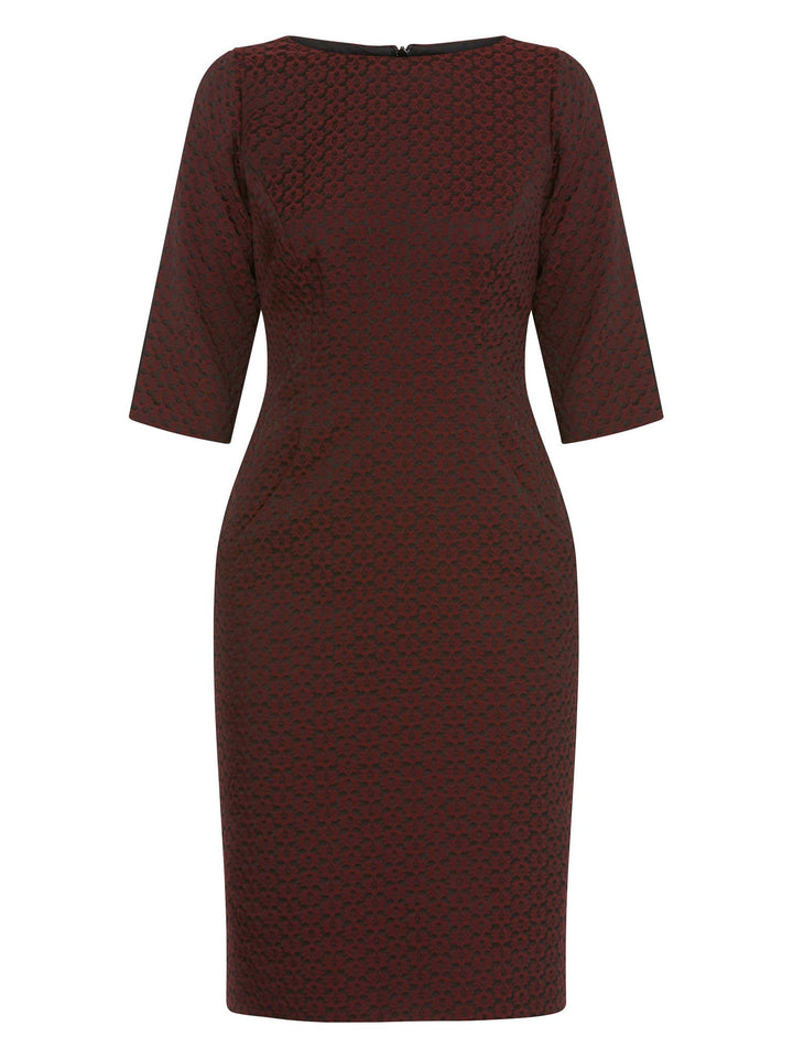 Vivienne Burgundy Jacquard Dress