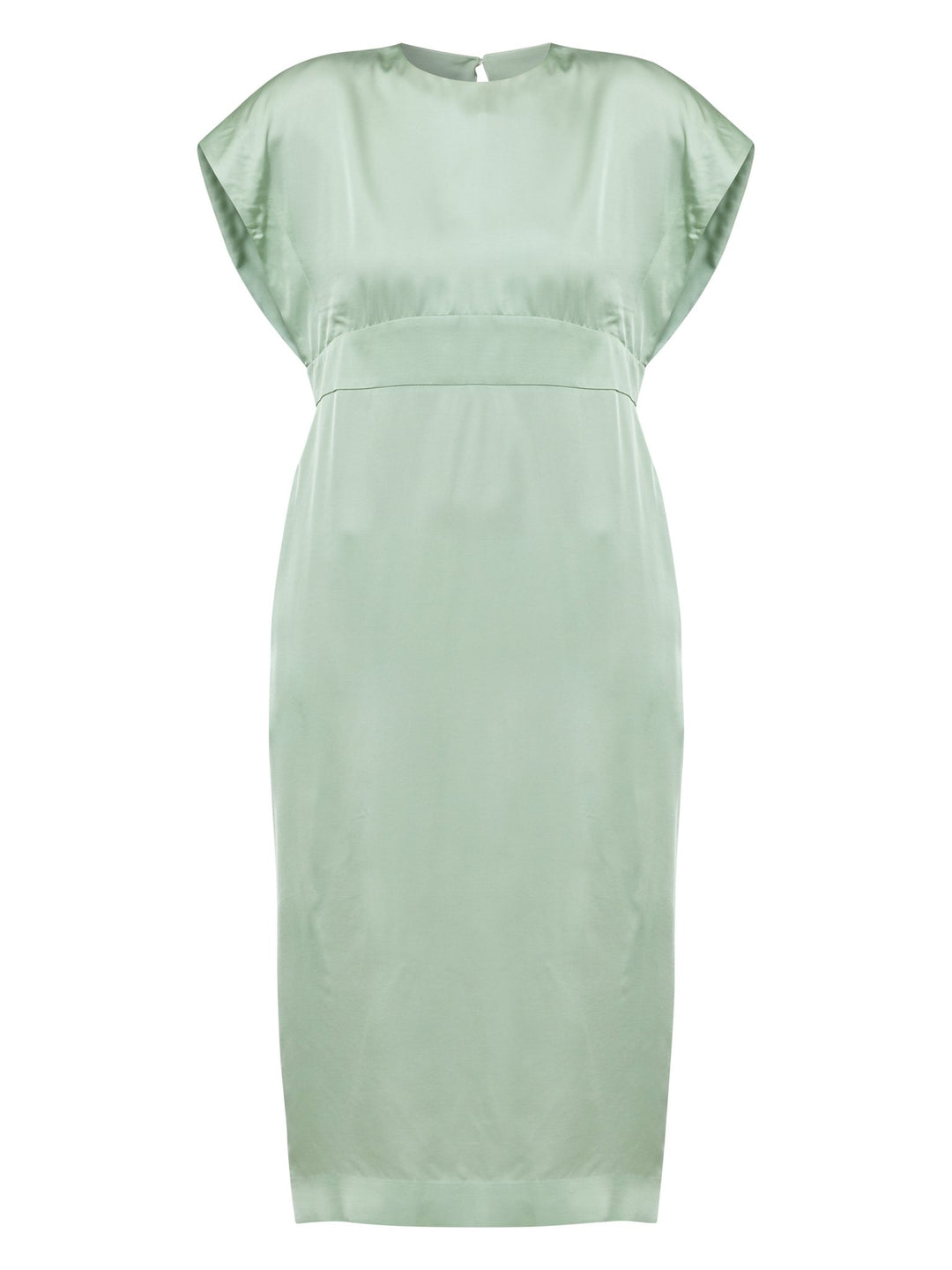 Classic occasion wear, modernized. Meet the Shiv dress in luxurious tea green satin viscose. An easy-fitting silhouette that falls to the mid-calf and features side slit, pockets, and an elegant key-hole back neck detail. . Attending a summer wedding? Mother of the bride? Heading to the races? This is the dress for you. Designed in Ireland by Helen McAlinden. Made in Europe. Free shipping to the EU & UK.