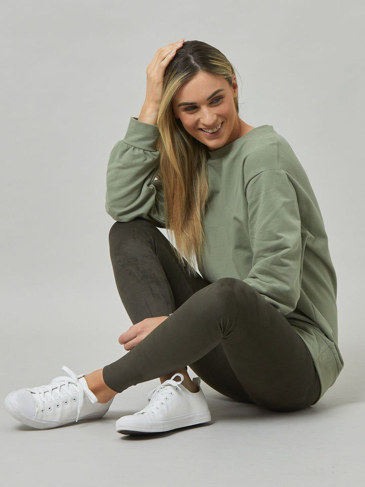 Khloe Tea-Green Sweatshirt