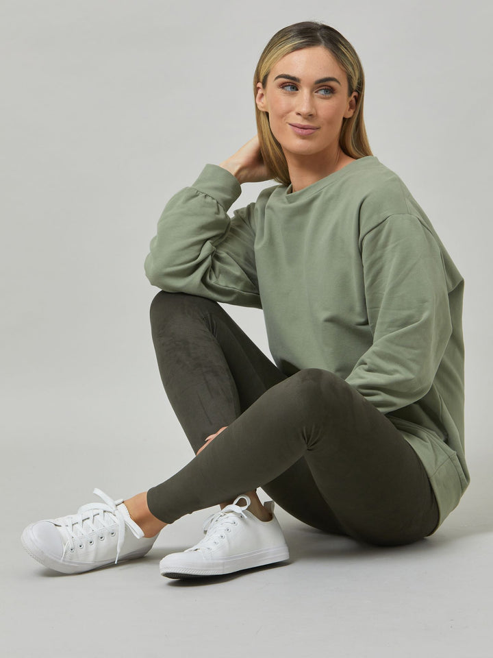 Khloe Tea-Green Sweatshirt